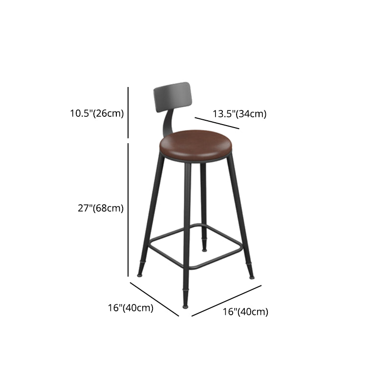Industrial Armless Counter Stool Steel Cafe Bar Stool with Leather Cushion and Pedal Clearhalo 'Bar Furniture' 'Bar Stools' 'bar_stools' 'furn' 'furn_bar_stools' 'Furniture' 'furniture_bar_stools' 'Kitchen & Dining Furniture' 5052496