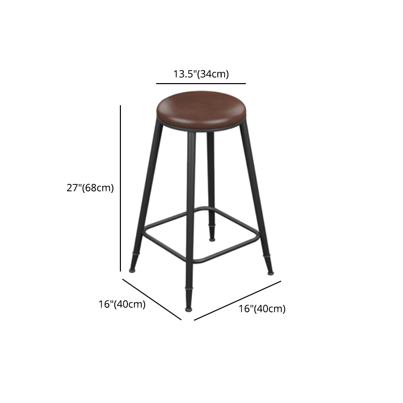 Industrial Armless Counter Stool Steel Cafe Bar Stool with Leather Cushion and Pedal Clearhalo 'Bar Furniture' 'Bar Stools' 'bar_stools' 'furn' 'furn_bar_stools' 'Furniture' 'furniture_bar_stools' 'Kitchen & Dining Furniture' 5052497