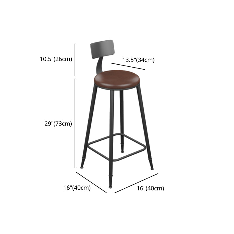 Industrial Armless Counter Stool Steel Cafe Bar Stool with Leather Cushion and Pedal Clearhalo 'Bar Furniture' 'Bar Stools' 'bar_stools' 'furn' 'furn_bar_stools' 'Furniture' 'furniture_bar_stools' 'Kitchen & Dining Furniture' 5052498