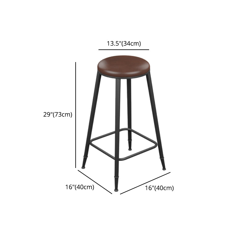 Industrial Armless Counter Stool Steel Cafe Bar Stool with Leather Cushion and Pedal Clearhalo 'Bar Furniture' 'Bar Stools' 'bar_stools' 'furn' 'furn_bar_stools' 'Furniture' 'furniture_bar_stools' 'Kitchen & Dining Furniture' 5052499