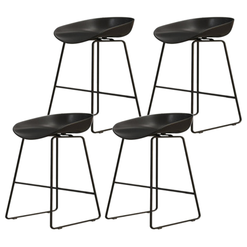 Modern Armless Backrest Counter Stool Iron Dessert Shop Bar Stool with Acrylic Seat Black 4 Piece Set Short Stool(18"H) Clearhalo 'Bar Furniture' 'Bar Stools' 'bar_stools' 'furn' 'furn_bar_stools' 'Furniture' 'furniture_bar_stools' 'Kitchen & Dining Furniture' 5052502