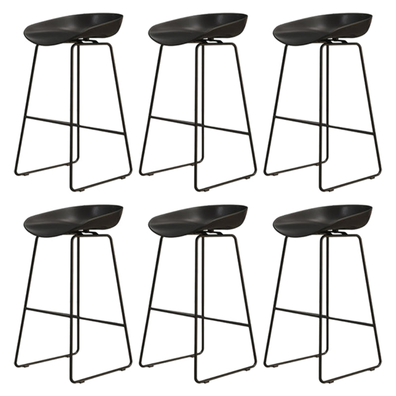 Modern Armless Backrest Counter Stool Iron Dessert Shop Bar Stool with Acrylic Seat Black 6 Piece Set Counter Stool(26"H) Clearhalo 'Bar Furniture' 'Bar Stools' 'bar_stools' 'furn' 'furn_bar_stools' 'Furniture' 'furniture_bar_stools' 'Kitchen & Dining Furniture' 5052513
