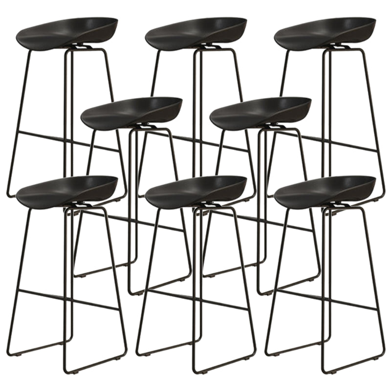 Modern Armless Backrest Counter Stool Iron Dessert Shop Bar Stool with Acrylic Seat Black 8 Piece Set Bar Stool(30"H) Clearhalo 'Bar Furniture' 'Bar Stools' 'bar_stools' 'furn' 'furn_bar_stools' 'Furniture' 'furniture_bar_stools' 'Kitchen & Dining Furniture' 5052519