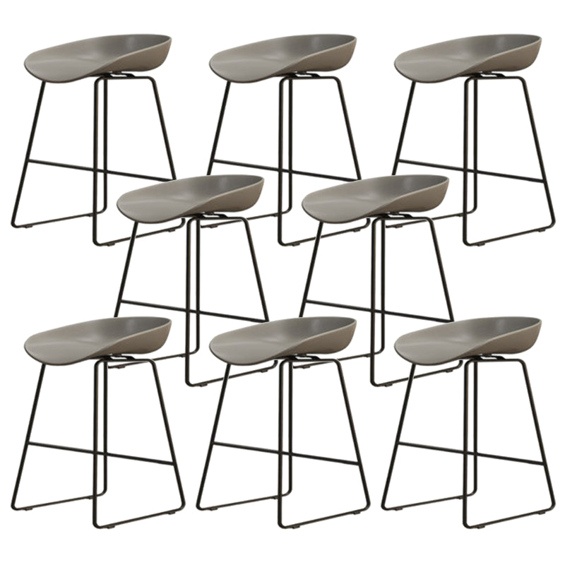 Modern Armless Backrest Counter Stool Iron Dessert Shop Bar Stool with Acrylic Seat Gray 8 Piece Set Short Stool(18"H) Clearhalo 'Bar Furniture' 'Bar Stools' 'bar_stools' 'furn' 'furn_bar_stools' 'Furniture' 'furniture_bar_stools' 'Kitchen & Dining Furniture' 5052535