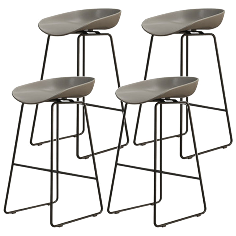 Modern Armless Backrest Counter Stool Iron Dessert Shop Bar Stool with Acrylic Seat Gray 4 Piece Set Counter Stool(26"H) Clearhalo 'Bar Furniture' 'Bar Stools' 'bar_stools' 'furn' 'furn_bar_stools' 'Furniture' 'furniture_bar_stools' 'Kitchen & Dining Furniture' 5052537