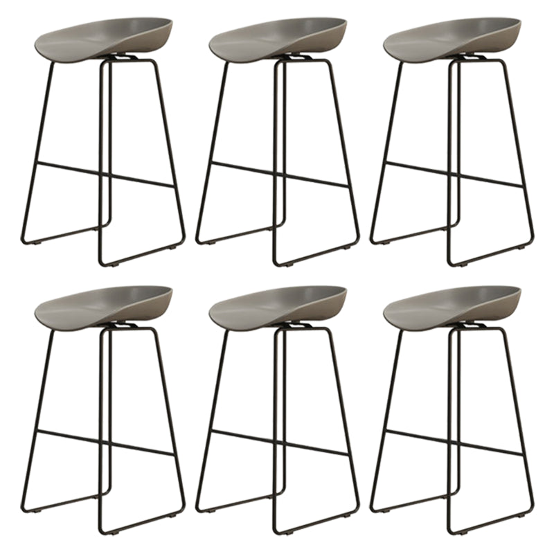 Modern Armless Backrest Counter Stool Iron Dessert Shop Bar Stool with Acrylic Seat Gray 6 Piece Set Counter Stool(26"H) Clearhalo 'Bar Furniture' 'Bar Stools' 'bar_stools' 'furn' 'furn_bar_stools' 'Furniture' 'furniture_bar_stools' 'Kitchen & Dining Furniture' 5052538