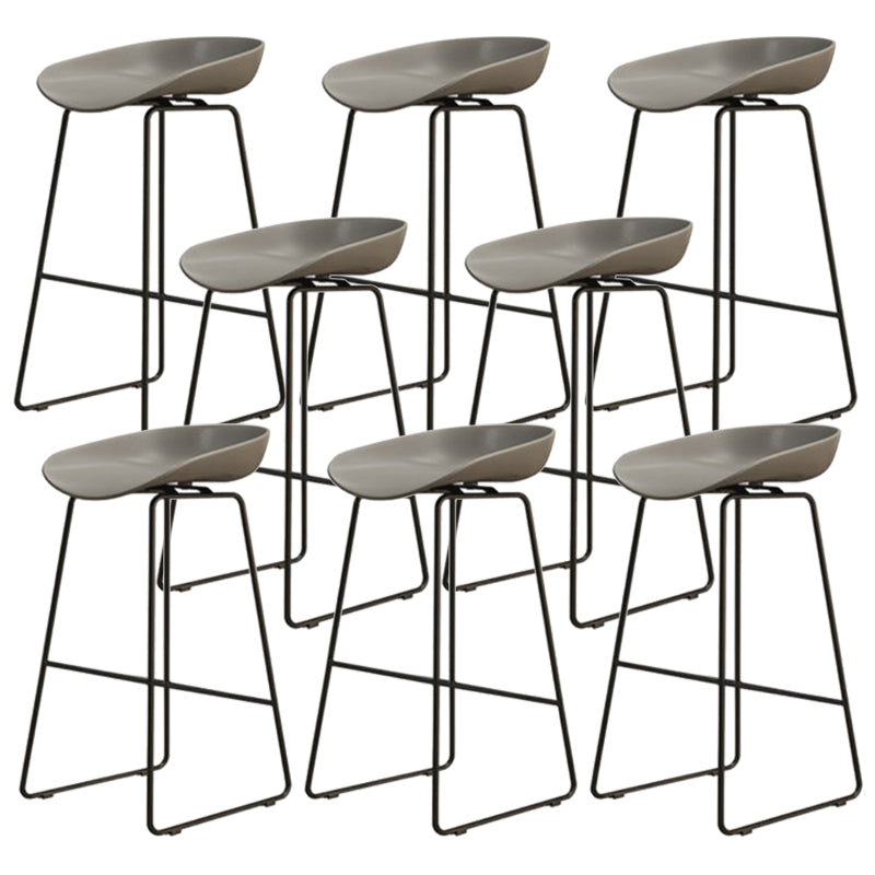 Modern Armless Backrest Counter Stool Iron Dessert Shop Bar Stool with Acrylic Seat Gray 8 Piece Set Counter Stool(26"H) Clearhalo 'Bar Furniture' 'Bar Stools' 'bar_stools' 'furn' 'furn_bar_stools' 'Furniture' 'furniture_bar_stools' 'Kitchen & Dining Furniture' 5052539