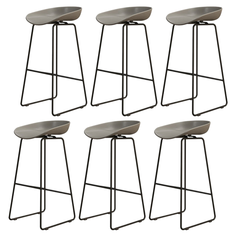 Modern Armless Backrest Counter Stool Iron Dessert Shop Bar Stool with Acrylic Seat Gray 6 Piece Set Bar Stool(30"H) Clearhalo 'Bar Furniture' 'Bar Stools' 'bar_stools' 'furn' 'furn_bar_stools' 'Furniture' 'furniture_bar_stools' 'Kitchen & Dining Furniture' 5052542