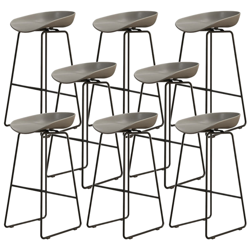 Modern Armless Backrest Counter Stool Iron Dessert Shop Bar Stool with Acrylic Seat Gray 8 Piece Set Bar Stool(30"H) Clearhalo 'Bar Furniture' 'Bar Stools' 'bar_stools' 'furn' 'furn_bar_stools' 'Furniture' 'furniture_bar_stools' 'Kitchen & Dining Furniture' 5052543
