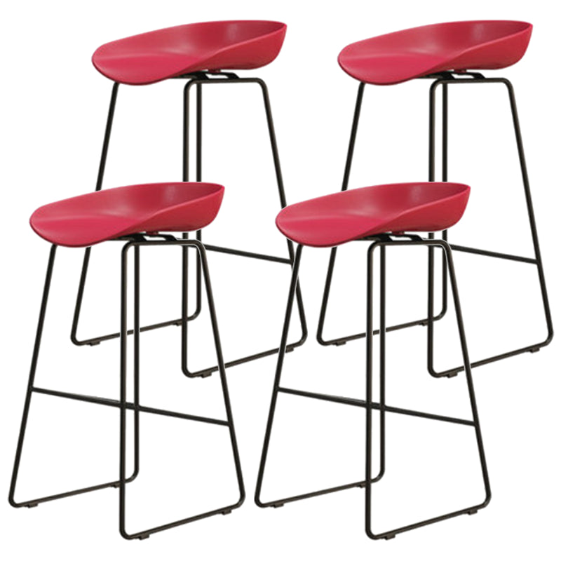 Modern Armless Backrest Counter Stool Iron Dessert Shop Bar Stool with Acrylic Seat Red 4 Piece Set Counter Stool(26"H) Clearhalo 'Bar Furniture' 'Bar Stools' 'bar_stools' 'furn' 'furn_bar_stools' 'Furniture' 'furniture_bar_stools' 'Kitchen & Dining Furniture' 5052549