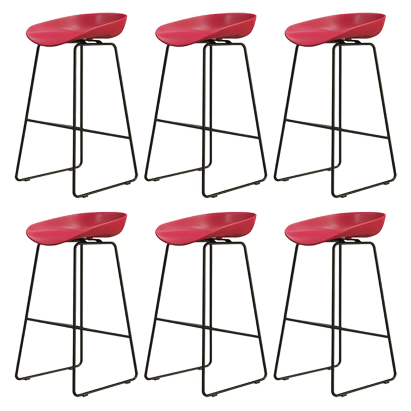Modern Armless Backrest Counter Stool Iron Dessert Shop Bar Stool with Acrylic Seat Red 6 Piece Set Counter Stool(26"H) Clearhalo 'Bar Furniture' 'Bar Stools' 'bar_stools' 'furn' 'furn_bar_stools' 'Furniture' 'furniture_bar_stools' 'Kitchen & Dining Furniture' 5052550
