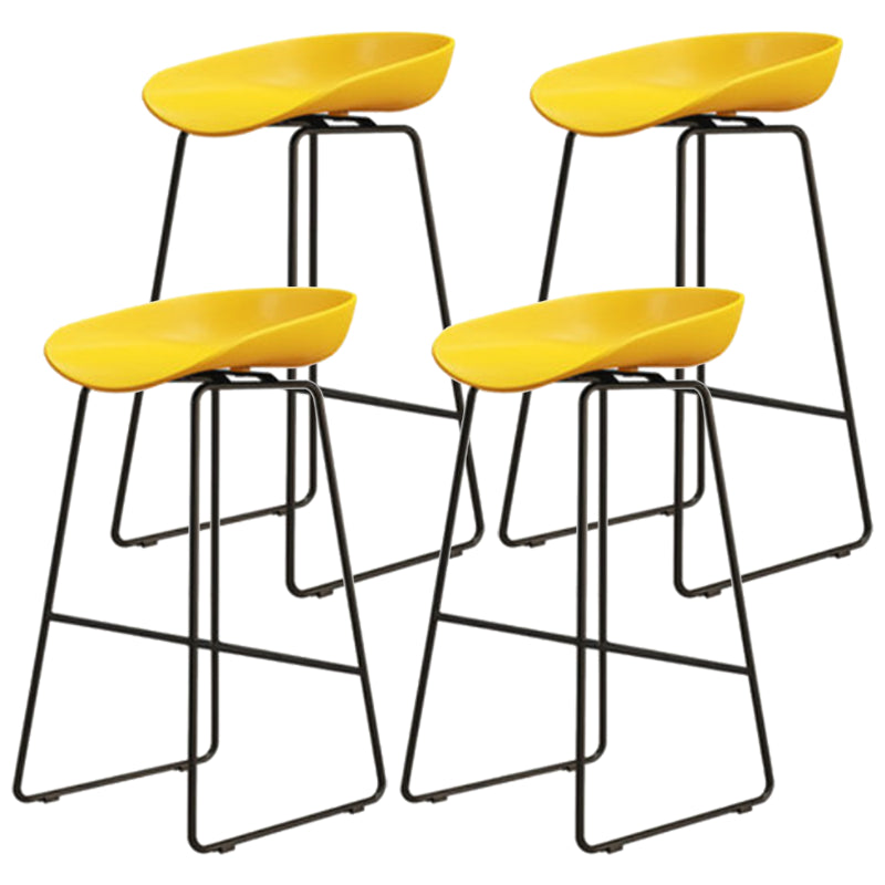Modern Armless Backrest Counter Stool Iron Dessert Shop Bar Stool with Acrylic Seat Yellow 4 Piece Set Counter Stool(26"H) Clearhalo 'Bar Furniture' 'Bar Stools' 'bar_stools' 'furn' 'furn_bar_stools' 'Furniture' 'furniture_bar_stools' 'Kitchen & Dining Furniture' 5052561