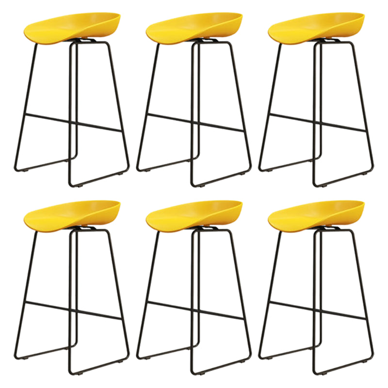 Modern Armless Backrest Counter Stool Iron Dessert Shop Bar Stool with Acrylic Seat Yellow 6 Piece Set Counter Stool(26"H) Clearhalo 'Bar Furniture' 'Bar Stools' 'bar_stools' 'furn' 'furn_bar_stools' 'Furniture' 'furniture_bar_stools' 'Kitchen & Dining Furniture' 5052562