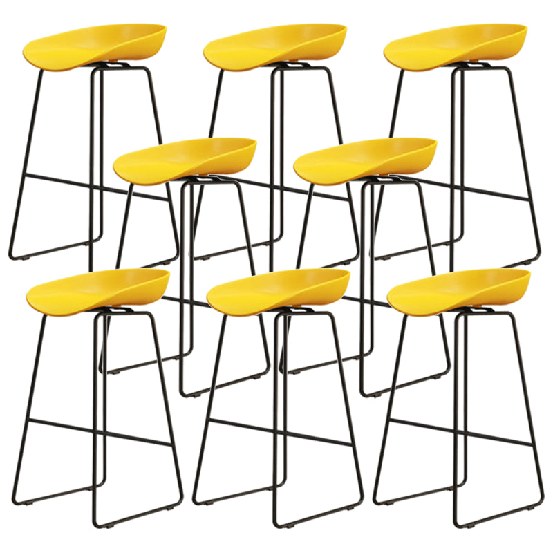 Modern Armless Backrest Counter Stool Iron Dessert Shop Bar Stool with Acrylic Seat Yellow 8 Piece Set Counter Stool(26"H) Clearhalo 'Bar Furniture' 'Bar Stools' 'bar_stools' 'furn' 'furn_bar_stools' 'Furniture' 'furniture_bar_stools' 'Kitchen & Dining Furniture' 5052563