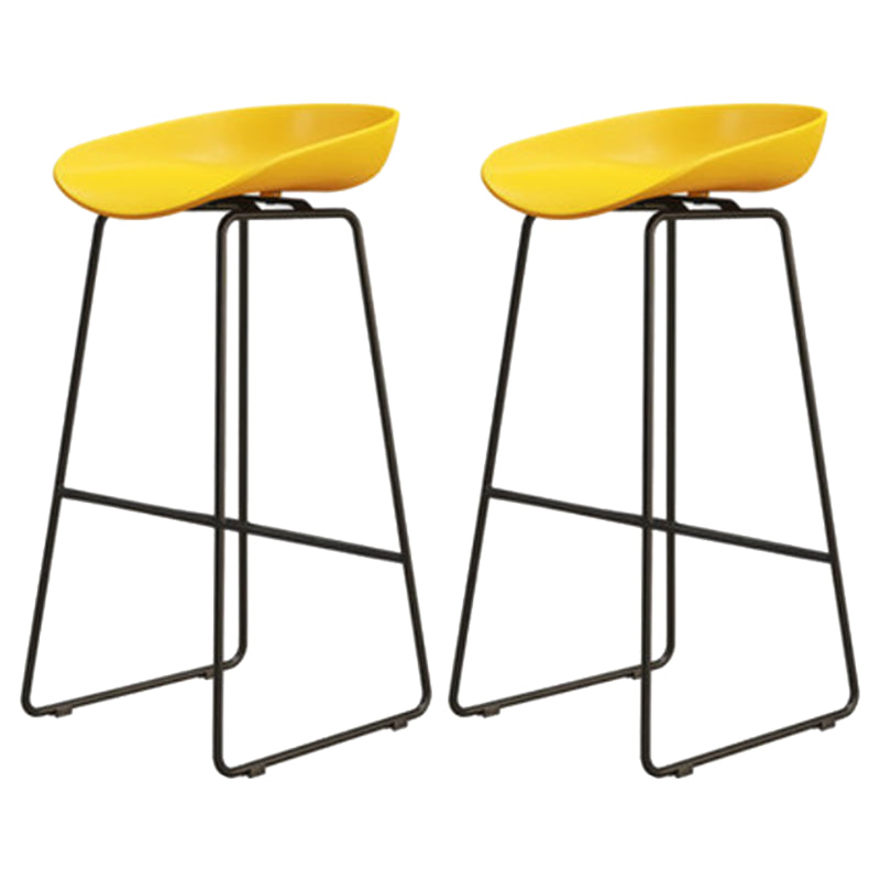 Modern Armless Backrest Counter Stool Iron Dessert Shop Bar Stool with Acrylic Seat Yellow 2 Piece Set Bar Stool(30"H) Clearhalo 'Bar Furniture' 'Bar Stools' 'bar_stools' 'furn' 'furn_bar_stools' 'Furniture' 'furniture_bar_stools' 'Kitchen & Dining Furniture' 5052564