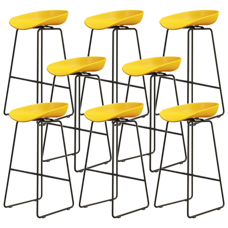 Modern Armless Backrest Counter Stool Iron Dessert Shop Bar Stool with Acrylic Seat Yellow 8 Piece Set Bar Stool(30"H) Clearhalo 'Bar Furniture' 'Bar Stools' 'bar_stools' 'furn' 'furn_bar_stools' 'Furniture' 'furniture_bar_stools' 'Kitchen & Dining Furniture' 5052567