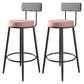 Modern Backrest Armless Counter Stool Iron Kitchen Bar Stool with Velvet Cushion Pink 2 Piece Set Clearhalo 'Bar Furniture' 'Bar Stools' 'bar_stools' 'furn' 'furn_bar_stools' 'Furniture' 'furniture_bar_stools' 'Kitchen & Dining Furniture' 5052600