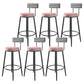 Modern Backrest Armless Counter Stool Iron Kitchen Bar Stool with Velvet Cushion Pink 6 Piece Set Clearhalo 'Bar Furniture' 'Bar Stools' 'bar_stools' 'furn' 'furn_bar_stools' 'Furniture' 'furniture_bar_stools' 'Kitchen & Dining Furniture' 5052603