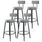 Modern Backrest Armless Counter Stool Iron Kitchen Bar Stool with Velvet Cushion Grey 4 Piece Set Clearhalo 'Bar Furniture' 'Bar Stools' 'bar_stools' 'furn' 'furn_bar_stools' 'Furniture' 'furniture_bar_stools' 'Kitchen & Dining Furniture' 5052608