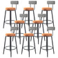 Modern Backrest Armless Counter Stool Iron Kitchen Bar Stool with Velvet Cushion Orange 8 Piece Set Clearhalo 'Bar Furniture' 'Bar Stools' 'bar_stools' 'furn' 'furn_bar_stools' 'Furniture' 'furniture_bar_stools' 'Kitchen & Dining Furniture' 5052614