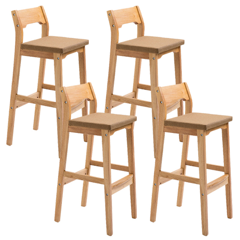 Modern Style Square Bar-stool Wooden Counter Bar Stool for Home Khaki 4 Piece Set Clearhalo 'Bar Furniture' 'Bar Stools' 'bar_stools' 'furn' 'furn_bar_stools' 'Furniture' 'furniture_bar_stools' 'Kitchen & Dining Furniture' 5052628