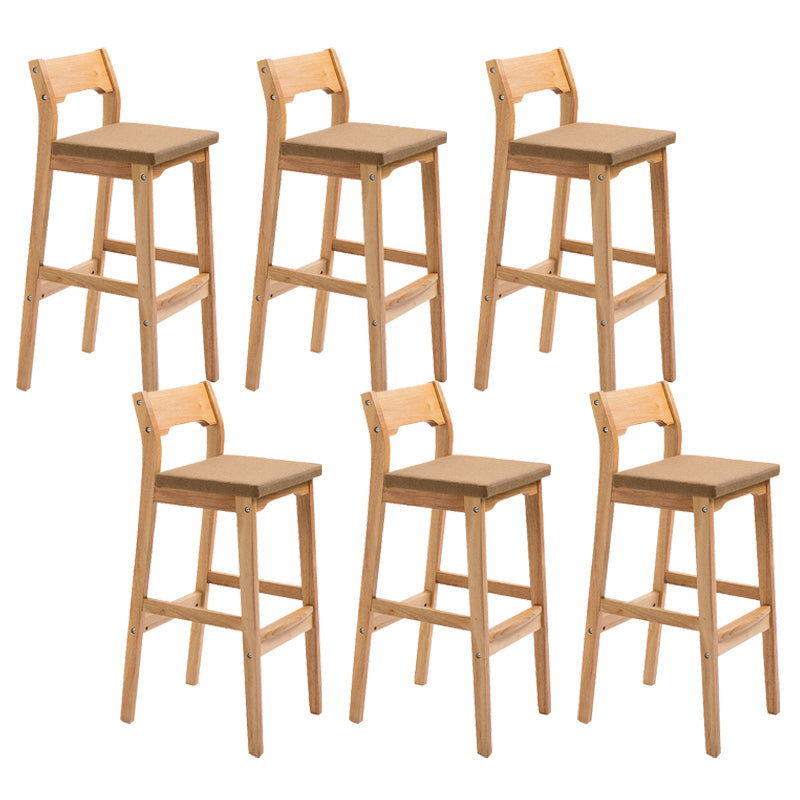 Modern Style Square Bar-stool Wooden Counter Bar Stool for Home Khaki 6 Piece Set Clearhalo 'Bar Furniture' 'Bar Stools' 'bar_stools' 'furn' 'furn_bar_stools' 'Furniture' 'furniture_bar_stools' 'Kitchen & Dining Furniture' 5052629