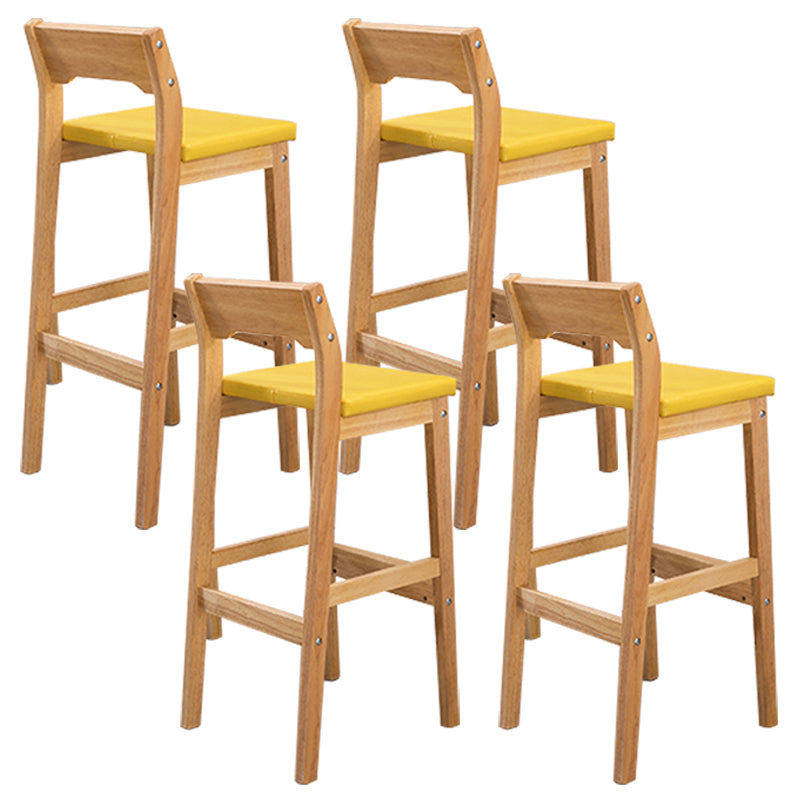 Modern Style Square Bar-stool Wooden Counter Bar Stool for Home Orange 4 Piece Set Clearhalo 'Bar Furniture' 'Bar Stools' 'bar_stools' 'furn' 'furn_bar_stools' 'Furniture' 'furniture_bar_stools' 'Kitchen & Dining Furniture' 5052636