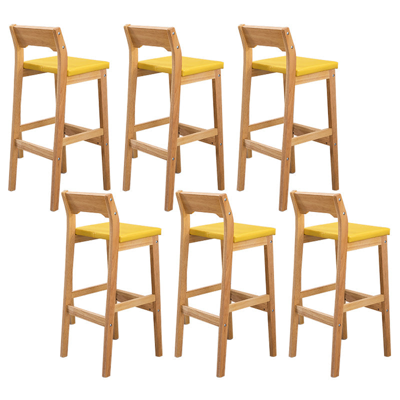Modern Style Square Bar-stool Wooden Counter Bar Stool for Home Orange 6 Piece Set Clearhalo 'Bar Furniture' 'Bar Stools' 'bar_stools' 'furn' 'furn_bar_stools' 'Furniture' 'furniture_bar_stools' 'Kitchen & Dining Furniture' 5052637