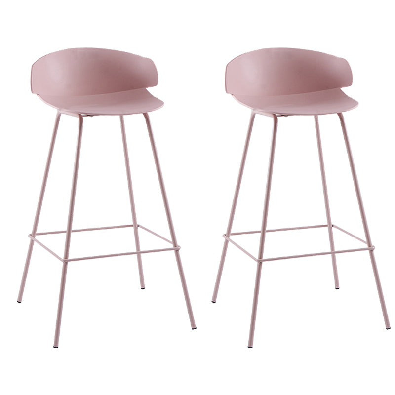 Nordic Style Metal Bar-stool Plastic Counter Bar Stool for Home Pink 2 Piece Set Clearhalo 'Bar Furniture' 'Bar Stools' 'bar_stools' 'furn' 'furn_bar_stools' 'Furniture' 'furniture_bar_stools' 'Kitchen & Dining Furniture' 5052641