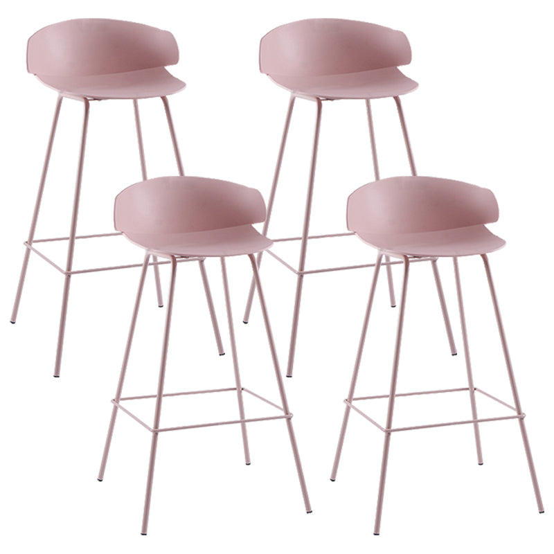 Nordic Style Metal Bar-stool Plastic Counter Bar Stool for Home Pink 4 Piece Set Clearhalo 'Bar Furniture' 'Bar Stools' 'bar_stools' 'furn' 'furn_bar_stools' 'Furniture' 'furniture_bar_stools' 'Kitchen & Dining Furniture' 5052643