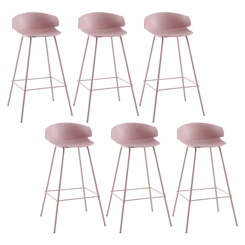 Nordic Style Metal Bar-stool Plastic Counter Bar Stool for Home Pink 6 Piece Set Clearhalo 'Bar Furniture' 'Bar Stools' 'bar_stools' 'furn' 'furn_bar_stools' 'Furniture' 'furniture_bar_stools' 'Kitchen & Dining Furniture' 5052645