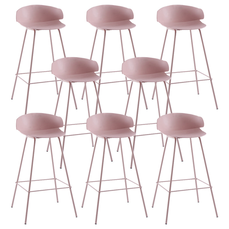 Nordic Style Metal Bar-stool Plastic Counter Bar Stool for Home Pink 8 Piece Set Clearhalo 'Bar Furniture' 'Bar Stools' 'bar_stools' 'furn' 'furn_bar_stools' 'Furniture' 'furniture_bar_stools' 'Kitchen & Dining Furniture' 5052646