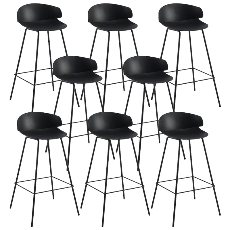 Nordic Style Metal Bar-stool Plastic Counter Bar Stool for Home Black 8 Piece Set Clearhalo 'Bar Furniture' 'Bar Stools' 'bar_stools' 'furn' 'furn_bar_stools' 'Furniture' 'furniture_bar_stools' 'Kitchen & Dining Furniture' 5052662