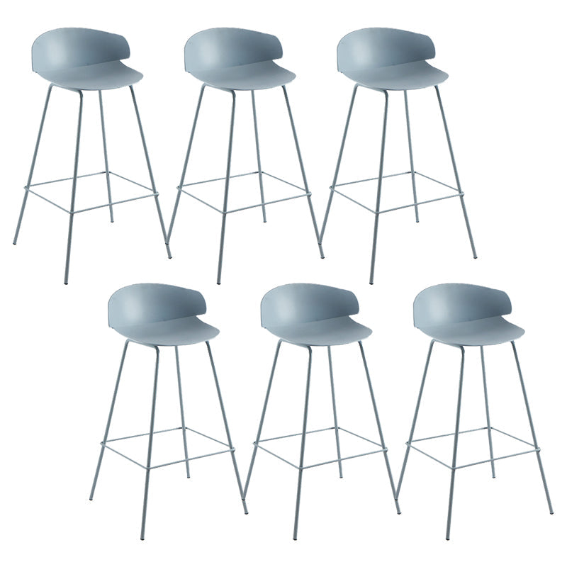 Nordic Style Metal Bar-stool Plastic Counter Bar Stool for Home Blue 6 Piece Set Clearhalo 'Bar Furniture' 'Bar Stools' 'bar_stools' 'furn' 'furn_bar_stools' 'Furniture' 'furniture_bar_stools' 'Kitchen & Dining Furniture' 5052665