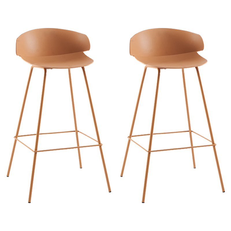Nordic Style Metal Bar-stool Plastic Counter Bar Stool for Home Orange 2 Piece Set Clearhalo 'Bar Furniture' 'Bar Stools' 'bar_stools' 'furn' 'furn_bar_stools' 'Furniture' 'furniture_bar_stools' 'Kitchen & Dining Furniture' 5052671