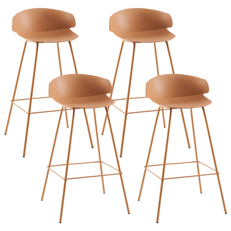 Nordic Style Metal Bar-stool Plastic Counter Bar Stool for Home Orange 4 Piece Set Clearhalo 'Bar Furniture' 'Bar Stools' 'bar_stools' 'furn' 'furn_bar_stools' 'Furniture' 'furniture_bar_stools' 'Kitchen & Dining Furniture' 5052672