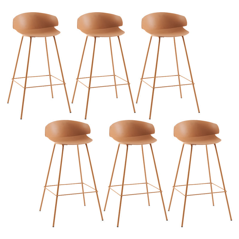 Nordic Style Metal Bar-stool Plastic Counter Bar Stool for Home Orange 6 Piece Set Clearhalo 'Bar Furniture' 'Bar Stools' 'bar_stools' 'furn' 'furn_bar_stools' 'Furniture' 'furniture_bar_stools' 'Kitchen & Dining Furniture' 5052673
