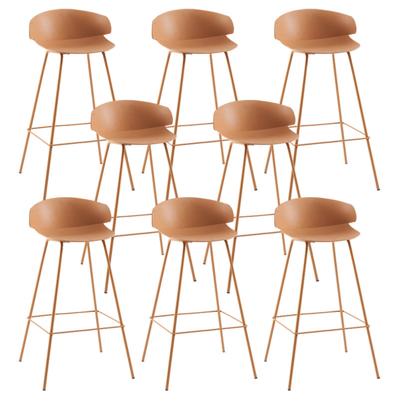 Nordic Style Metal Bar-stool Plastic Counter Bar Stool for Home Orange 8 Piece Set Clearhalo 'Bar Furniture' 'Bar Stools' 'bar_stools' 'furn' 'furn_bar_stools' 'Furniture' 'furniture_bar_stools' 'Kitchen & Dining Furniture' 5052674