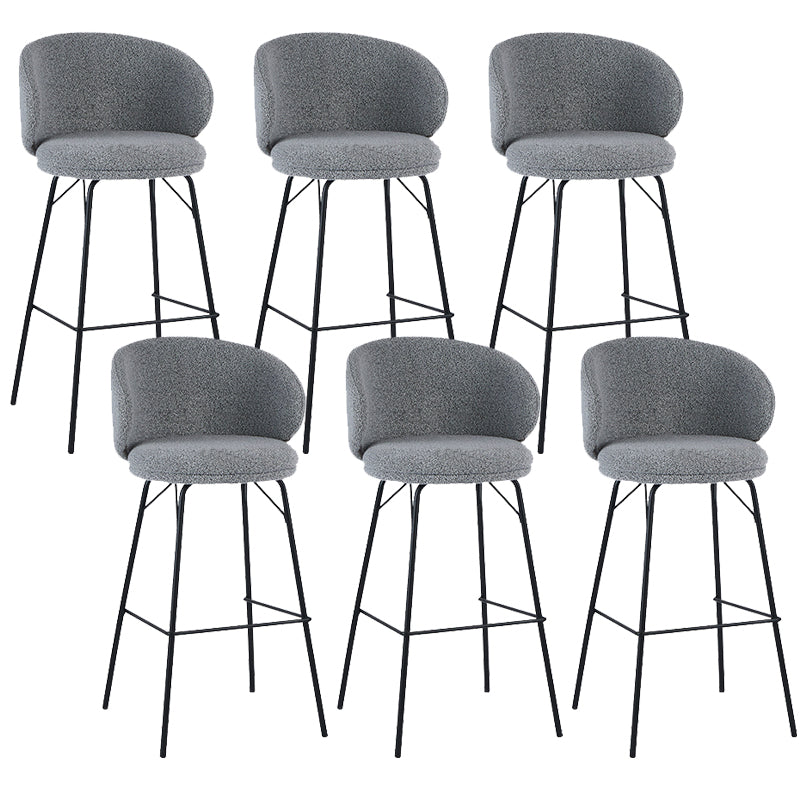 Modern Style Metal Bar-stool Bucket Counter Bar Stool for Home Grey 6 Piece Set Clearhalo 'Bar Furniture' 'Bar Stools' 'bar_stools' 'furn' 'furn_bar_stools' 'Furniture' 'furniture_bar_stools' 'Kitchen & Dining Furniture' 5052688