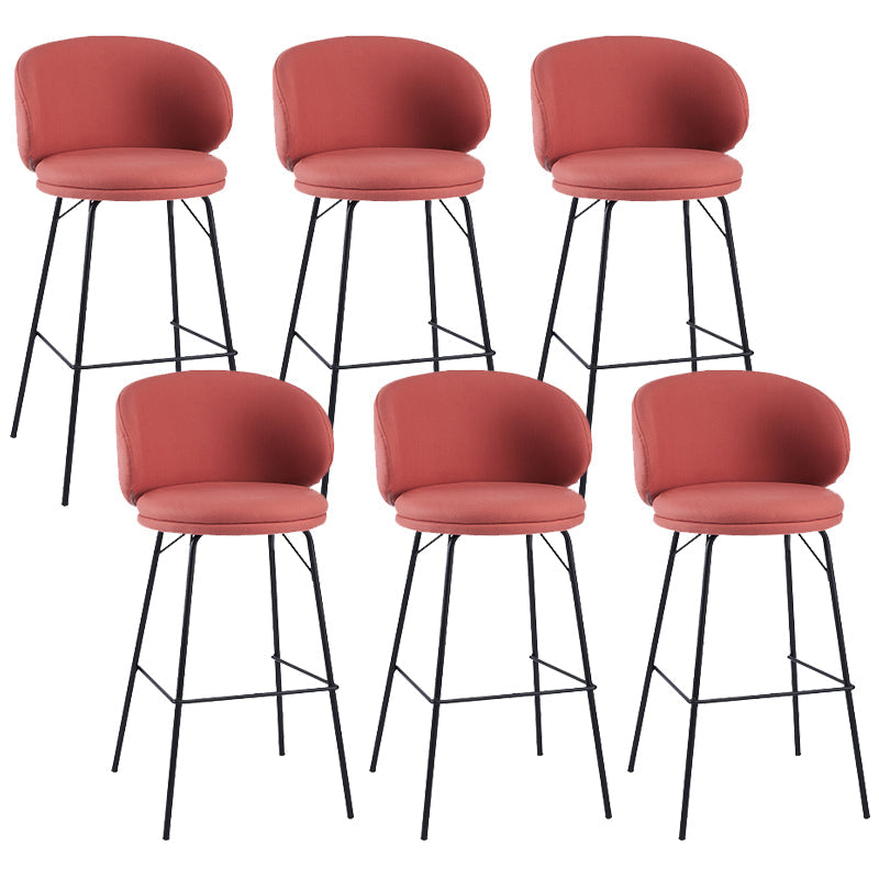 Modern Style Metal Bar-stool Bucket Counter Bar Stool for Home Rose Red 6 Piece Set Clearhalo 'Bar Furniture' 'Bar Stools' 'bar_stools' 'furn' 'furn_bar_stools' 'Furniture' 'furniture_bar_stools' 'Kitchen & Dining Furniture' 5052696