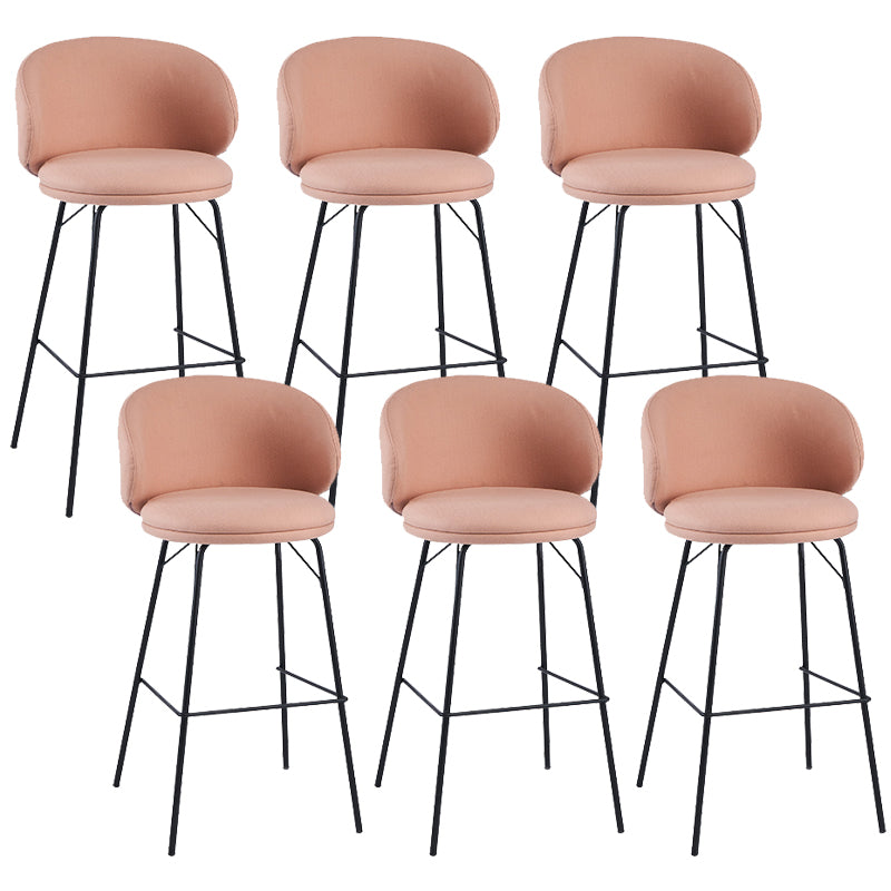Modern Style Metal Bar-stool Bucket Counter Bar Stool for Home Pink 6 Piece Set Clearhalo 'Bar Furniture' 'Bar Stools' 'bar_stools' 'furn' 'furn_bar_stools' 'Furniture' 'furniture_bar_stools' 'Kitchen & Dining Furniture' 5052719