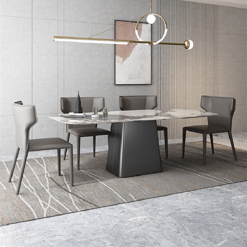 1/2/5/7 Pcs Dining Table Furniture Dining Table Set with Sintered Stone Top 5 Pieces: Table, 4 Grey Chairs Clearhalo 'Dining Room Sets' 'Dining Tables & Seating' 'dining_room_set' 'furn' 'furn_dining_room_set' 'Furniture' 'furniture_dining_room_set' 'Kitchen & Dining Furniture' 5052729