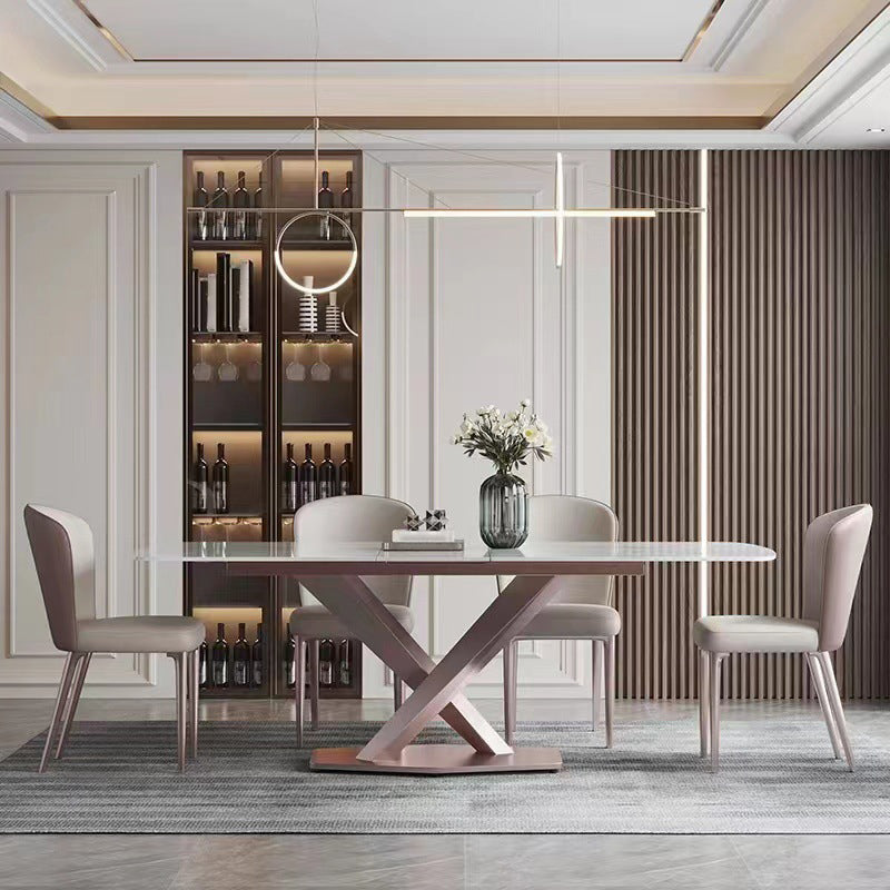 1/4/5/7 Pieces Sintered Stone Dining Table Set Dining Room Chair and Table Set 5 Pieces: Table, 4 Chairs Clearhalo 'Dining Room Sets' 'Dining Tables & Seating' 'dining_room_set' 'furn' 'furn_dining_room_set' 'Furniture' 'furniture_dining_room_set' 'Kitchen & Dining Furniture' 5052744