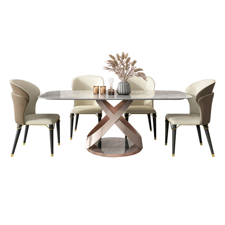Nordic Sintered Stone Top Dining Set Rectangle 1/2/5/6 Pieces Dining Room Table Set 5 Pieces: Table, 4 Chairs Clearhalo 'Dining Room Sets' 'Dining Tables & Seating' 'dining_room_set' 'furn' 'furn_dining_room_set' 'Furniture' 'furniture_dining_room_set' 'Kitchen & Dining Furniture' 5052760