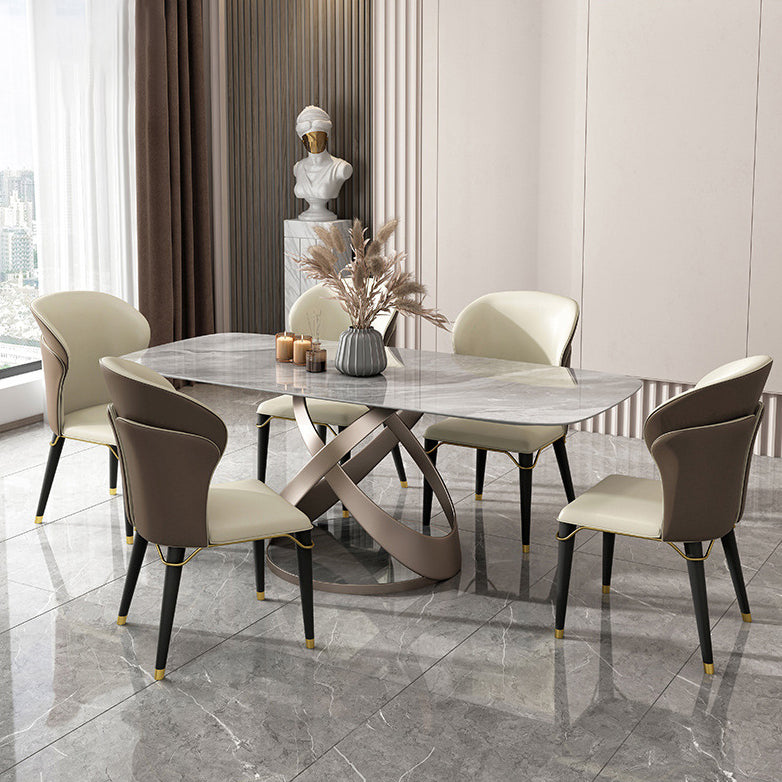 Nordic Sintered Stone Top Dining Set Rectangle 1/2/5/6 Pieces Dining Room Table Set Clearhalo 'Dining Room Sets' 'Dining Tables & Seating' 'dining_room_set' 'furn' 'furn_dining_room_set' 'Furniture' 'furniture_dining_room_set' 'Kitchen & Dining Furniture' 5052765
