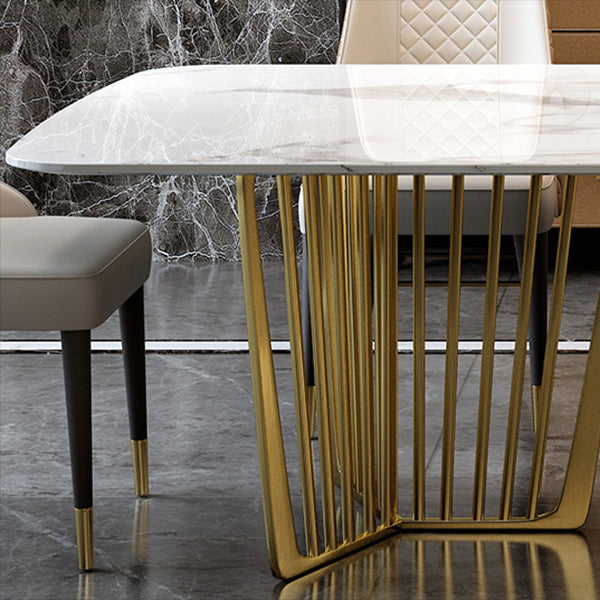 Luxury Sintered Stone Top Dining Set Rectangle 1/4/5/7/9 Pieces Dining Room Table Set Clearhalo 'Dining Room Sets' 'Dining Tables & Seating' 'dining_room_set' 'furn' 'furn_dining_room_set' 'Furniture' 'furniture_dining_room_set' 'Kitchen & Dining Furniture' 5052786