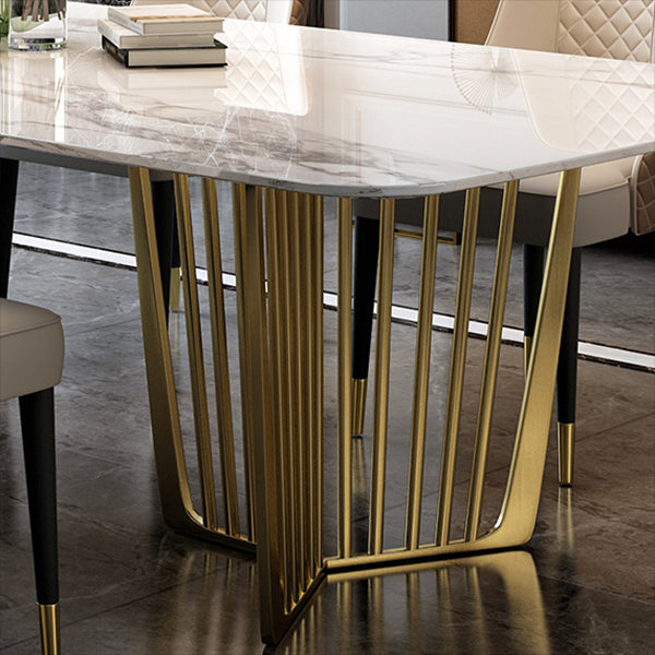 Luxury Sintered Stone Top Dining Set Rectangle 1/4/5/7/9 Pieces Dining Room Table Set Clearhalo 'Dining Room Sets' 'Dining Tables & Seating' 'dining_room_set' 'furn' 'furn_dining_room_set' 'Furniture' 'furniture_dining_room_set' 'Kitchen & Dining Furniture' 5052787