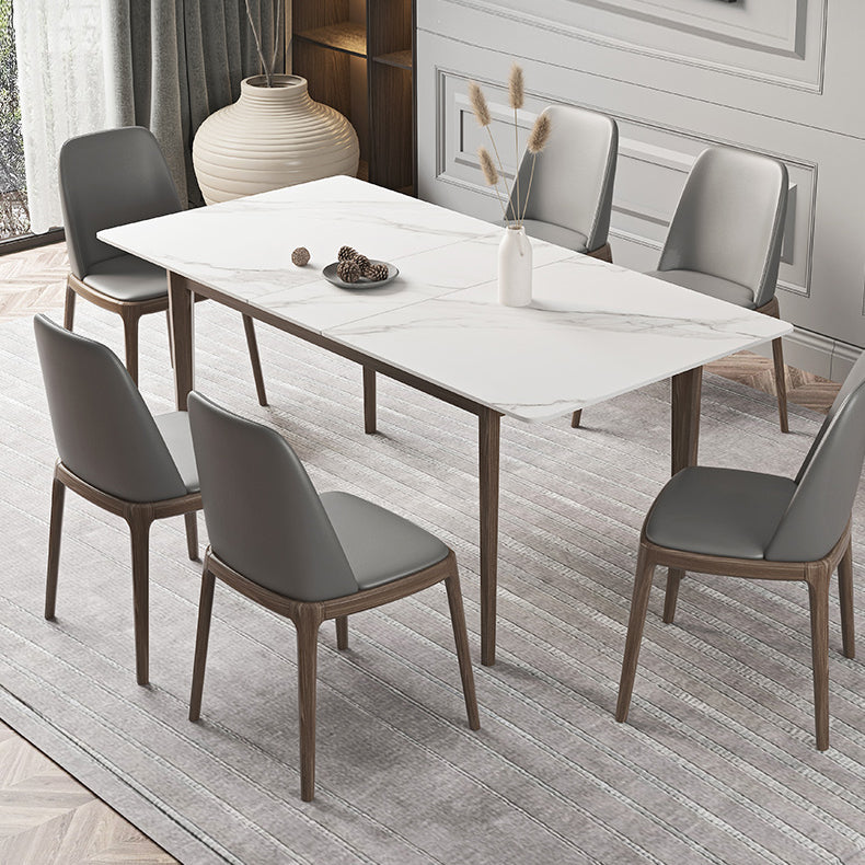 Extendable Sintered Stone Top Dining Set Rectangle 1/4/5/7 Pieces Dining Room Table Set Clearhalo 'Dining Room Sets' 'Dining Tables & Seating' 'dining_room_set' 'furn' 'furn_dining_room_set' 'Furniture' 'furniture_dining_room_set' 'Kitchen & Dining Furniture' 5052797