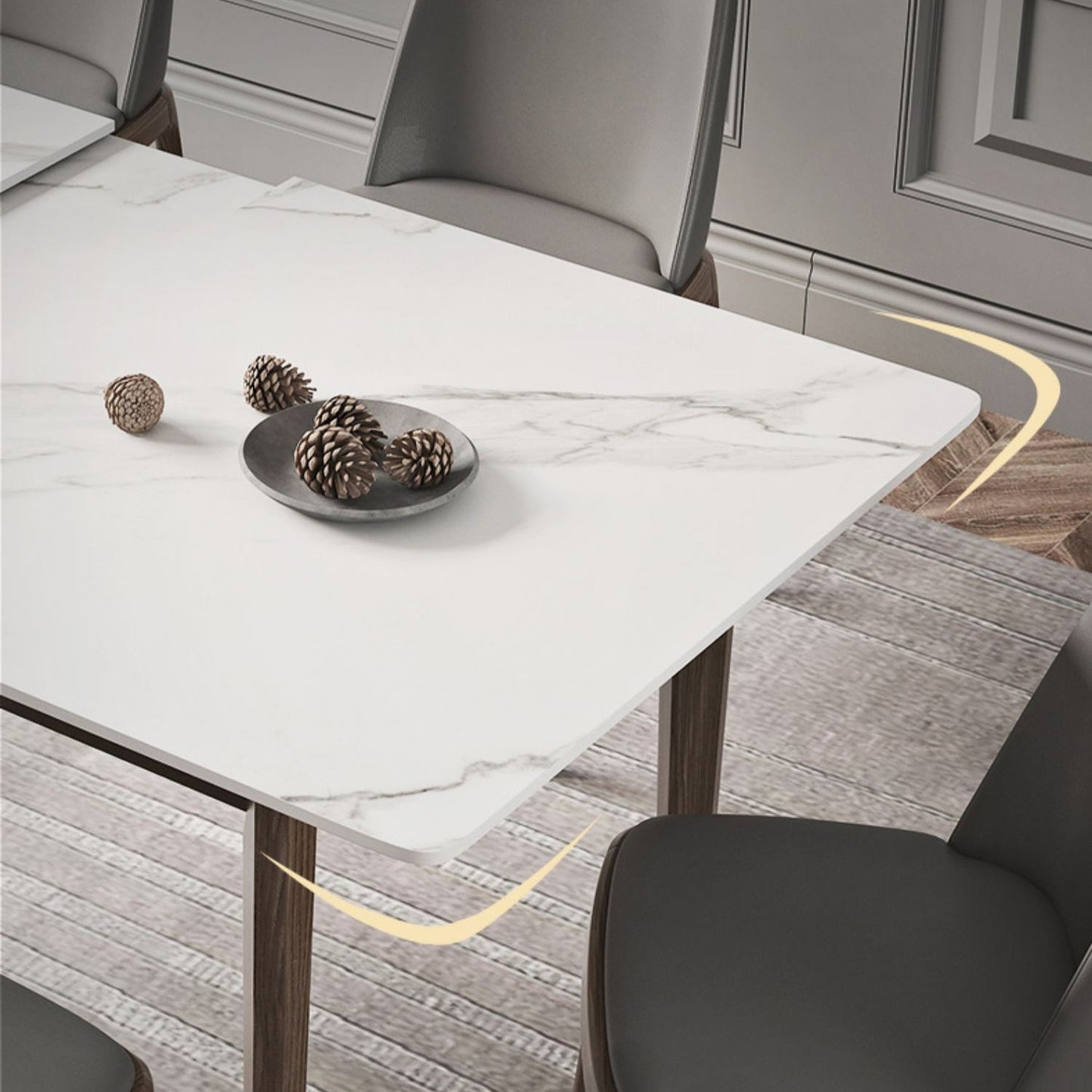 Extendable Sintered Stone Top Dining Set Rectangle 1/4/5/7 Pieces Dining Room Table Set Clearhalo 'Dining Room Sets' 'Dining Tables & Seating' 'dining_room_set' 'furn' 'furn_dining_room_set' 'Furniture' 'furniture_dining_room_set' 'Kitchen & Dining Furniture' 5052801