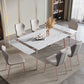 Modern Sintered Stone Top Dining Set Extendable 1/4/5/7 Pieces Dining Room Table Set 7 Pieces: Table, 6 Chairs Clearhalo 'Dining Room Sets' 'Dining Tables & Seating' 'dining_room_set' 'furn' 'furn_dining_room_set' 'Furniture' 'furniture_dining_room_set' 'Kitchen & Dining Furniture' 5052811